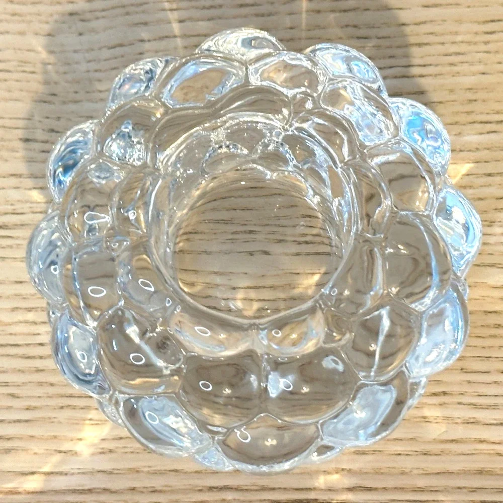 Orrefors Raspberry Art Glass Votive Candle Holder Tealight Bubble Texture Modern